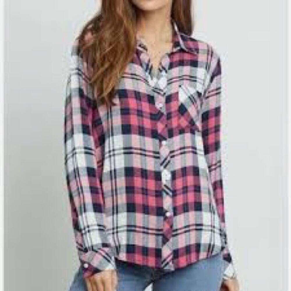 Rails Pink and Black Hunter Plaid Buttondown Shirt Small